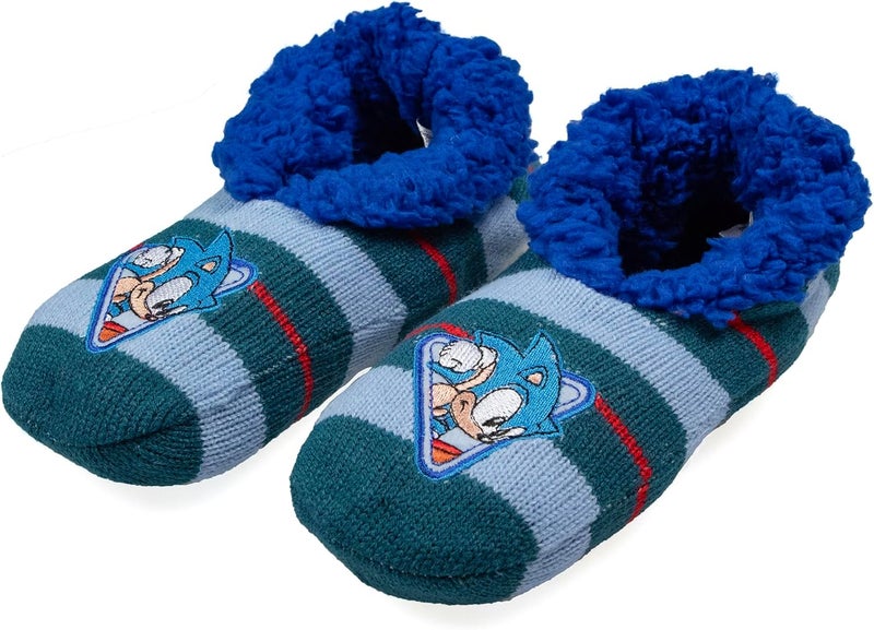 Bio World Sonic The Hedgehog Boys' Plush-Lined Non-Slip Slipper Socks For Boys And Girls - Image 1